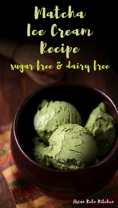 This vegan matcha ice cream recipe is so healthy and delicious. It can be made in an ice cream maker or without. It's completely dairy free and egg free and made with coconut milk. #matcha #matchagreentea #greentea #ketoicecream #asianketokitchen