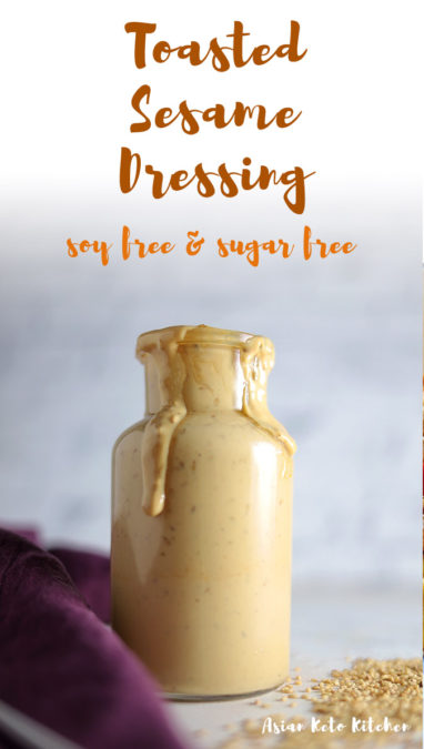 This Asian toasted sesame dressing is SO creamy, it's the best Japanese salad dressing recipe you'll make that's actually easy and healthy! #sesamedressing #saladdressinghealthy #kewpie #asianketokitchen